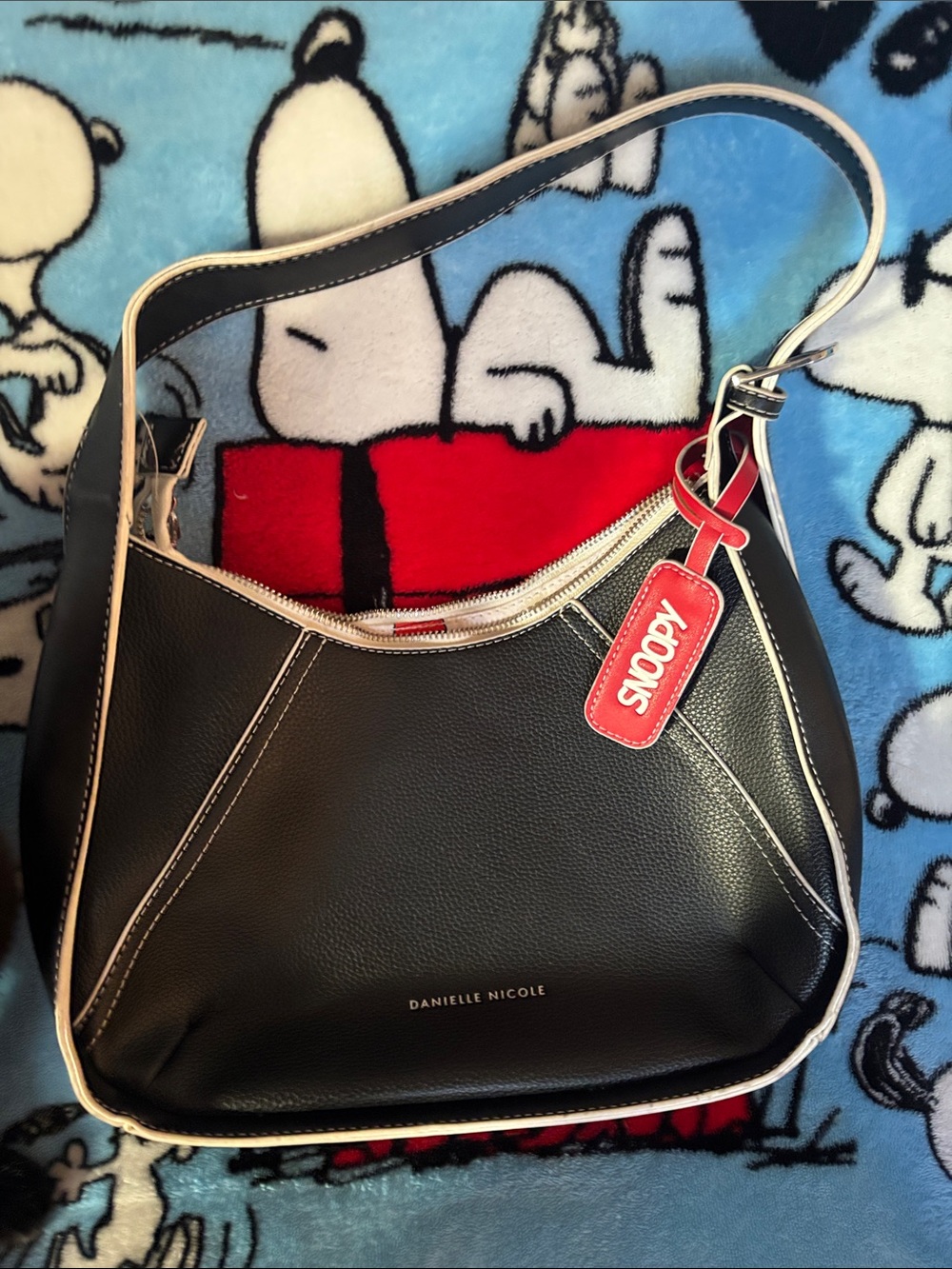 Black Peanuts Embossed Shoulder Bag - Women - Picture 2 of 4